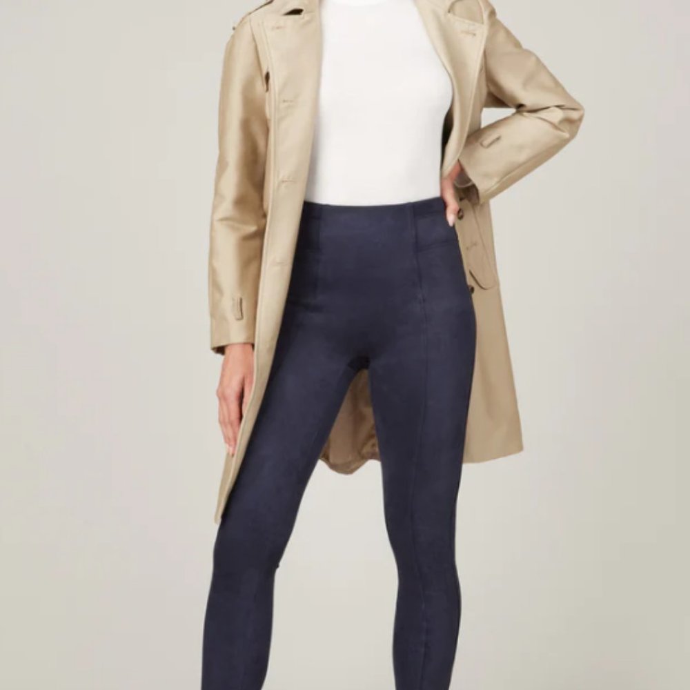 NWT Spanx Faux Suede Legging Classic Navy Size M